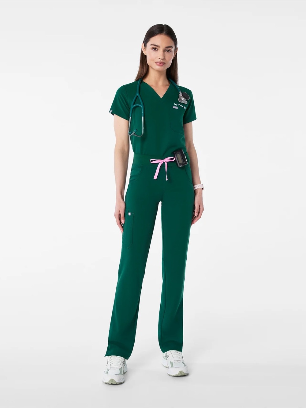 FIGS Women's Hunter Green Scrubs Bundle of 1 Jacket, 3 Tops, and 2 Pants NWT
